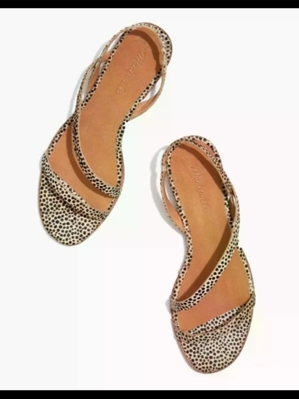 Madewell Spotted Beige and Black Strappy Flat Sandals